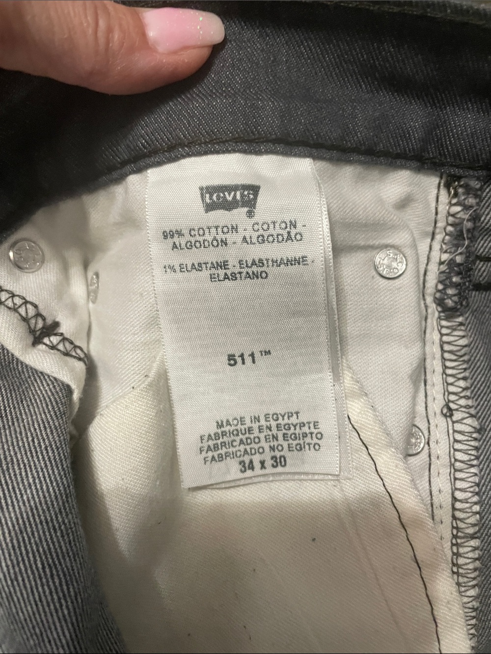 Levi's 511 Straight Leg Jeans Gray Waist 34 - Picture 7 of 7